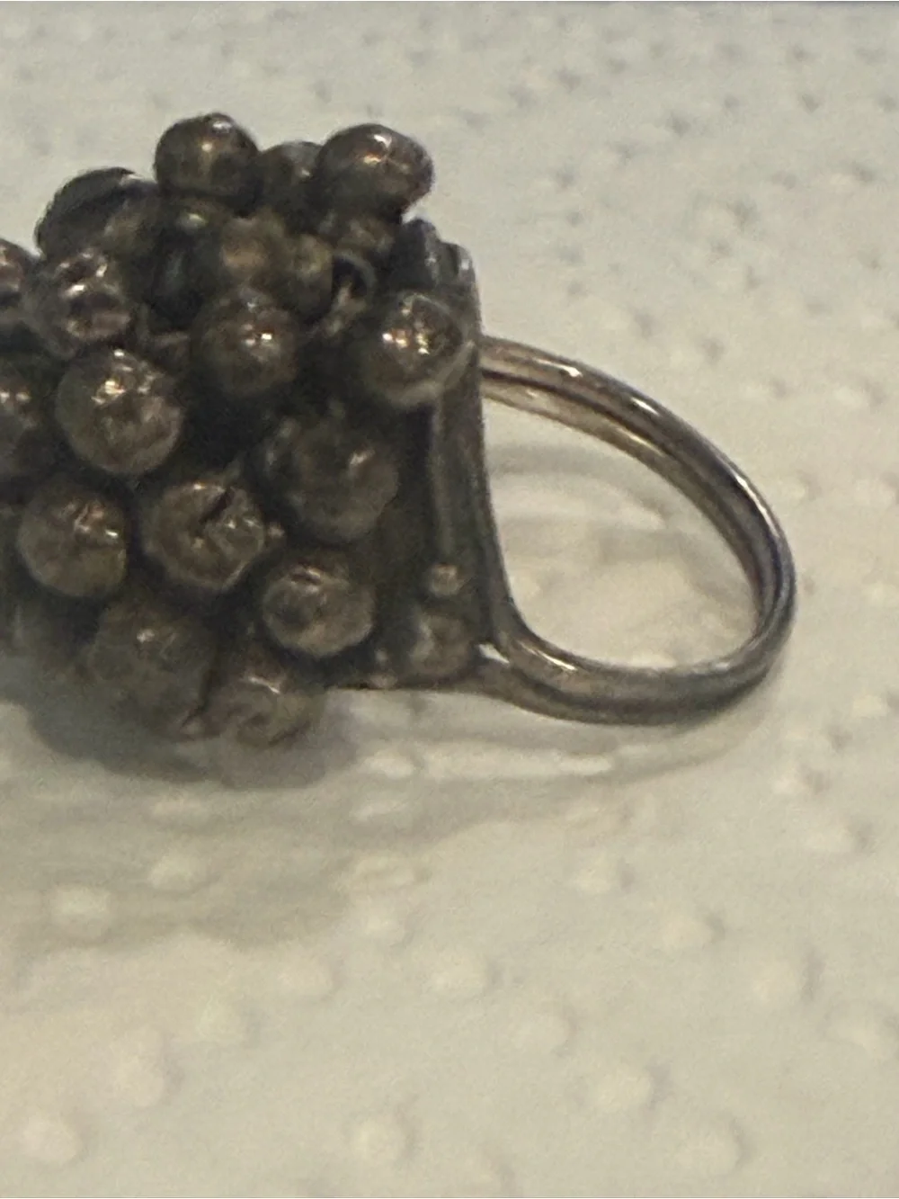 Vintage Sterling Silver 925 Beaded Dangle  Statement Size 5 Ring #420